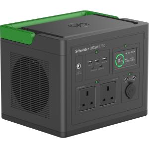 Schneider OffGrid Portable Power Station 730, 738Wh Lithium-ion, LCD, UK Type G Plug, Sinewave, 3 USB-A, 2 USB-C, Wireless Charger