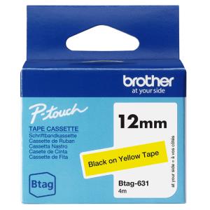 Tape 12mm Non Lami Black On Yellow (btag631)