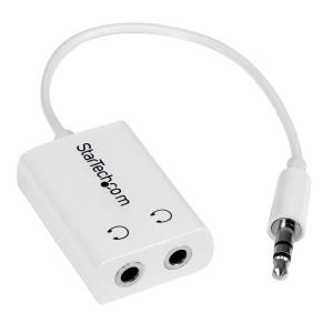 Slim Mini Jack Headphone Splitter Cable Adapter - 3.5mm Male To 2x 3.5mm Female White