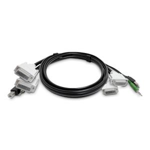 Dual-DVI KVM Cable, USB 2.0, 3.5mm Audio, Universally Compatible Combo Cable For KVM Switches
