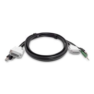 DVI KVM Cable, USB 2.0, 3.5mm Audio, Universally Compatible Combo Cable For KVM Switches 1.8m