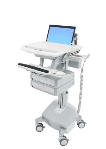 Styleview Laptop Cart LiFe Powered 4 Drawers (white Grey And Polished Aluminum) Eu/sa