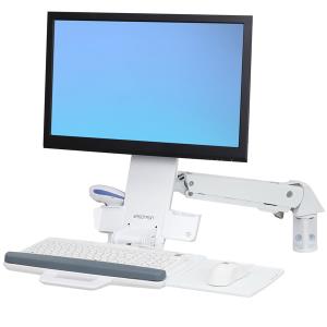 Keyboard & Monitor Mount - StyleView - wall - 1 monitor - Sit-Stand Combo Arm  - Tilt/Pan/Rotate - Up to 24in - White
