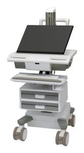 Mosaic LCD Cart with Flex Arm - Tier 2 Std 1x1 - Configured with key-lock drawer