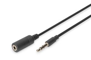 ASSMANN Audio extension cable, stereo 3.5mm 1.5m CCS, 2x0.10/10, shielded, M/F black