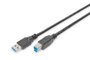 USB 3.0 connection cable, type A - B M/M, 2m USB 3.0 conform, UL black