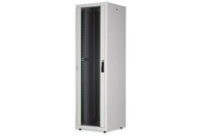Free Standing Network Cabinet 22U 19in 1125x600x600mm, color grey (RAL 7035), with glass front door