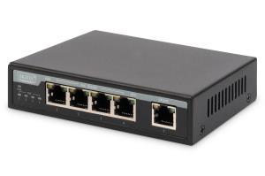 Gigabit Desktop PoE af/at 4-Port Switch 10/100/1000Mbps, 62W PoE Power Budget, metal housing