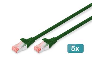Patch cable - CAT6 - S/FTP - Snagless - Cu - 10m - green - 5pk
