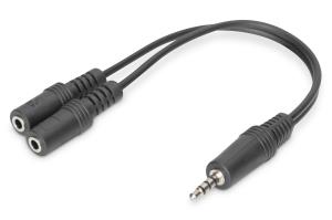 ASSMANN Headset adapter cable TRRS 3.5mm(4pin)-2xstereo 3.5mm M/F/F, 20cm Black