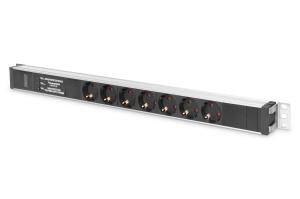 1U Aluminium PDU, Rackmountable 16A, 4000W, 250VAC 50/60Hz, 7x outlet CEE 7/7 2m cable, CEE 7/7 plug