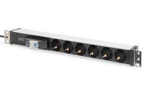 1U Aluminum PDU, rackmountable 6x safety outlet,16A, 4000W, 250VAC 50/60H