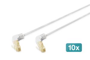 Patch cable 90� angled - CAT6a - S/FTP - Snagless -  1m - Grey - 10pk