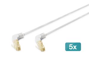 Patch cable 90� angled - CAT6a - S/FTP - Snagless -  7m - Grey - 5pk