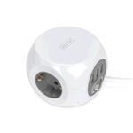 3-way Socket Cube With 3x USB Ports 1.4 M Power Cord