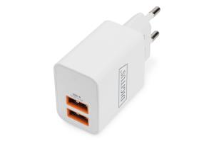 USB Charger 2x USB-A 15W, 2x 2,4A, white