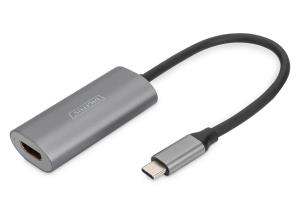 USB-C - HDMI Adapter, 20 cm 8K/60Hz, silver, aluminum housing
