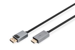 DP to HDMI Cable with LED 4K/30HZ, 1m Aluminum Housing ,Gold plated, Support4K30HZ