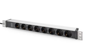 1U Aluminum PDU rackmountable 8x Safety outlet 16A 230VAC 50/60Hz IEC C20 plug