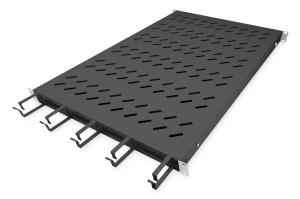 1U fixed shelf for 1000mm depth cabinets incl. cablemanagement black