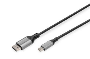 mini DP to DP 8K 60Hz. DP 1.4 Alu housing Black 1m