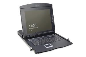 Modularized 43.2cm (17in) TFT console with 16 port Cat.5 KVM, RAL 9005 black - Turkish Keyboard