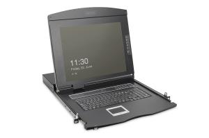 Modularized 43.2cm (19in) HD TFT console with 16 port HDMI. RAL 9005 black - UK keyboard