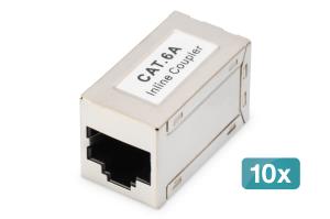 CAT6A modular coupler, full shielded RJ45 to RJ45 - 10 pcs