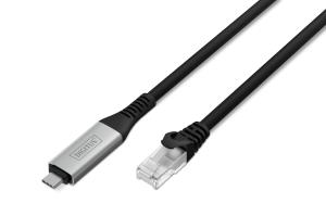 USB-C 3.2 Gen1 - RJ45 Ethernet cable - CAT6a S/FTP Black - 3m