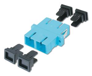 Fiber optic Coupler - Duplex SC to SC MM OM3 Aqua ceramic sleeve polymer housing incl. screws