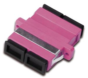 Fiber optic Coupler - Duplex SC to SC MM OM4 Violet ceramic sleeve polymer housing incl. screws