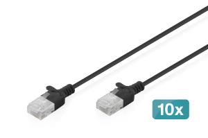 Slim patch cable - CAT6 - U/UTP - Snagless - Cu - 3m - Black - 10pk