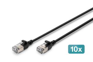 Slim Patch cable - CAT6A - F-FTP - 50cm - Black - 10pk