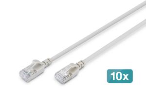 Slim Patch cable - CAT6A - F-FTP - 1.5m - Grey - 10pk