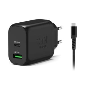 GaN USB-C wall charger 65W + 2m USB-C cable - EU