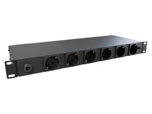 PowerGo Rack PDU Monitored 1U 16A 220V SCHUKO 3M SCHUKO 6 Black