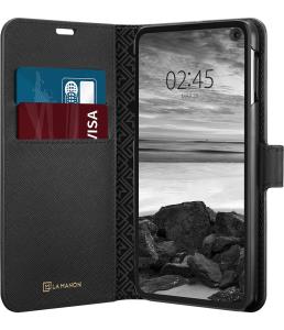 Galaxy S10e Case La Manon Wallet Saffiano Black
